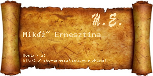 Mikó Ernesztina névjegykártya